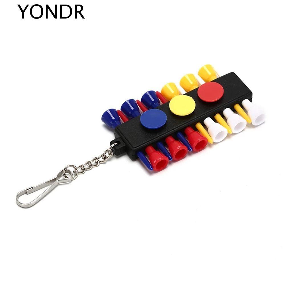 YONDR Golf Tee Holder ของขวัญให้สามี อุปกรณ์เสริมกอล์ฟ พวงกุญแจและ maker ลูกกอล์ฟสีดำ 3 ชิ้น