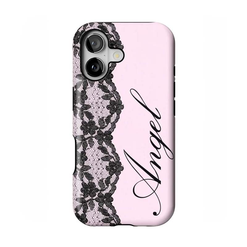 Ins สีชมพูลูกไม้ Angel Sweetheart เคสโทรศัพท์เหมาะสําหรับ iPhone17ProMax/16/15/14/13/12/11/Samsung S23 กันกระแทกป้องกันกรณี 99HW