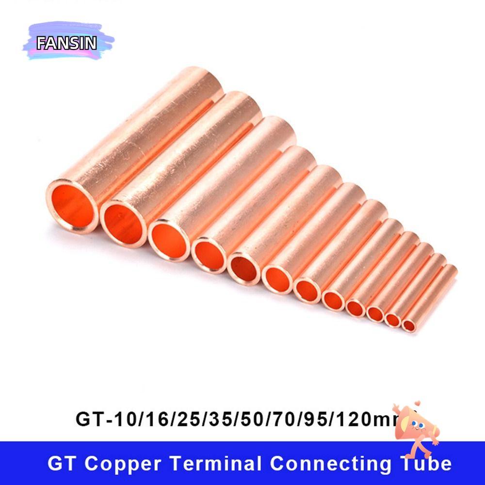 FANSIN 1 ชิ้นลวดจมูก Terminal Crimp, Hole Passing Cable Connector Kit GT ทองแดง Terminal เชื่อมต่อหลอด, GT-10/16/25/35/50/70/95/120mm2 Bolt Hole ทองแดง GT แขนหลอดเชื่อม