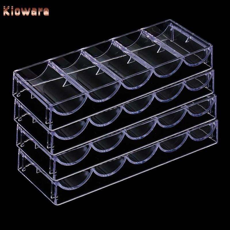[Kloware] ถาดอะคริลิคใสทนทาน 4x ไม่มีฝาปิด 100 ชิปเคสที่ใส่กล่องของสะสมหัตถกรรม 20.5 X 7.8 X 2.8 ซม.