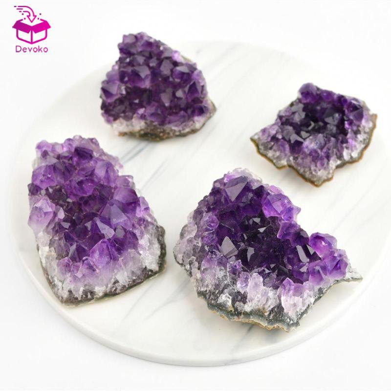 [chiwanji2mf] Amethyst ธรรมชาติที่ไม่ซ้ํากัน, คลัสเตอร์คริสตัล Stone Geode Quartz - สีม่วงลึก