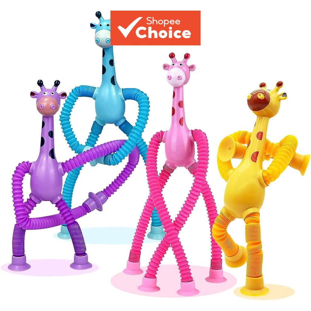 Giraffe Pop Tube ถ้วยดูดของเล่นเด็กความเครียดบรรเทา Fidget ของเล่นของขวัญสําเร็จการศึกษา Hari Raya ของเล่น Sensory ยืดของเล่นสําหรับเด็กวัยหัดเดินรายการสุดท้าย 1 ชิ้น