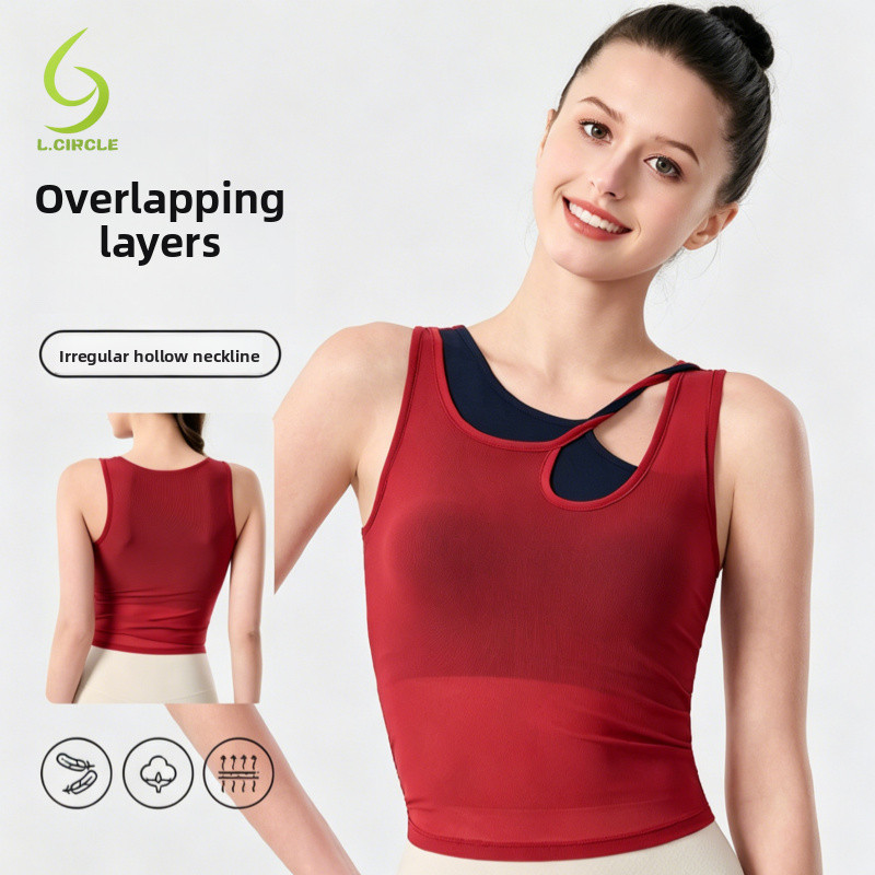 L.CIRCLE Yoga Sport Bra Contrast Color Irregular