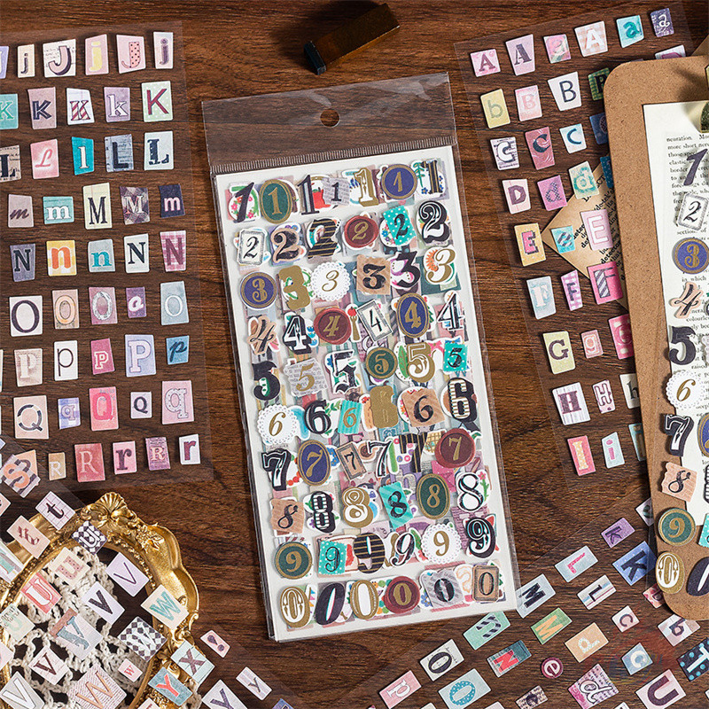 ❉ สติ๊กเกอร์ตัวอักษรและตัวเลขย้อนยุค ❉ 6แผ่น/ชุด DIY แฟชั่นไดอารี่ Scrapbooking Decals สติกเกอร์ ราคา ถูกที่สุด ดีลบีเคเค