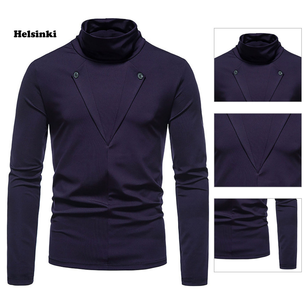 HLS ฤดูใบไม้ร่วงเสื้อคอปกสูง Placket Design แขนยาว Streetwear ปลอมสองชิ้น