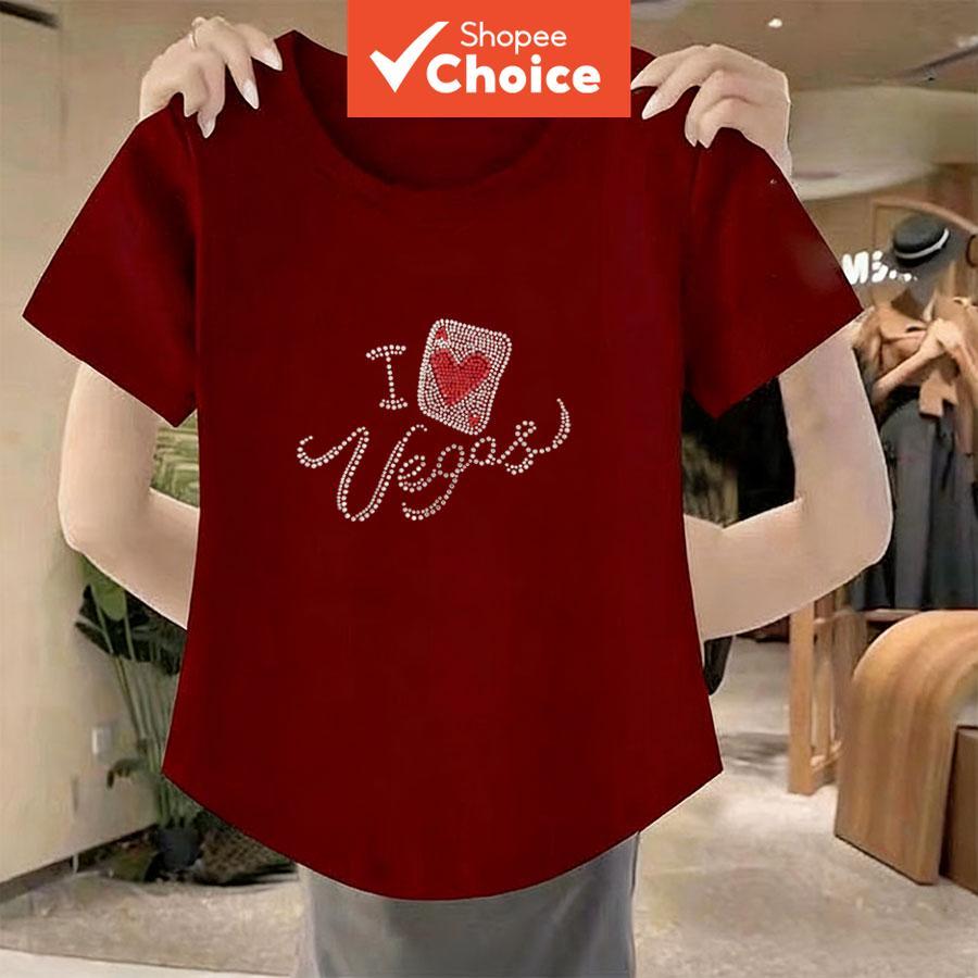 เสื้อยืดลําลองคอกลมผู้หญิงฤดูร้อน - แขนสั้น ทรงหลวม สีพื้น พร้อมกราฟิกโบว์