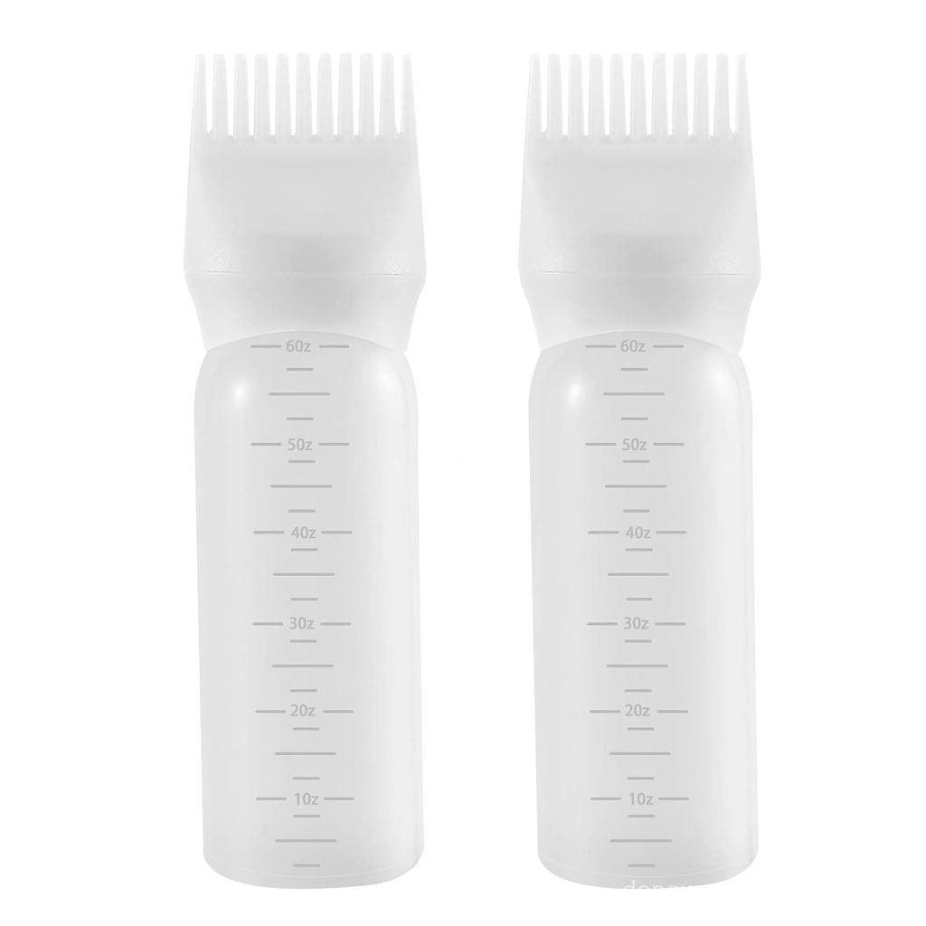 Pimoys Root Comb Applicator ขวด 6 ออนซ์, 2 แพ็คน้ํามันผม Applicator ขวดสําหรับย้อมผม Applicator ขวดท