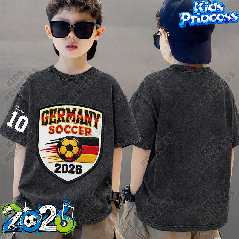 COD 2026 world cup jersey คอกลม เสื้อเด็ก kids Distressed T-shirt ผ้าฝ้าย เสื้อผ้าเด็ก t-shirt W116