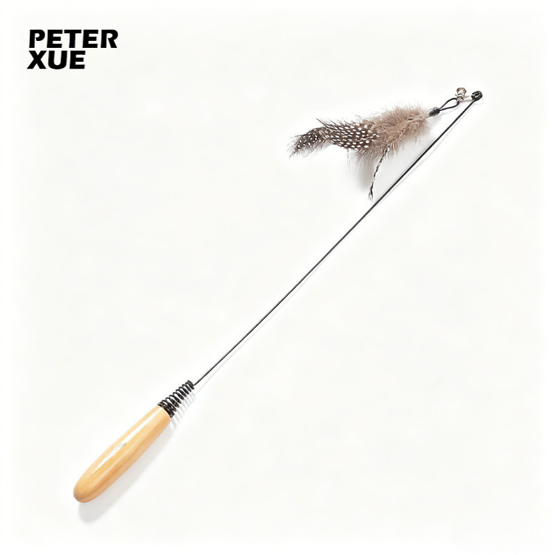 Peterxue ของเล่นแมว ไม้ตกแมวขนนก ติดพื้น แข็งแรง ไม้ล่อแมว ไม้พร้อมขนนกและระฆัง รุ่นสีสัน