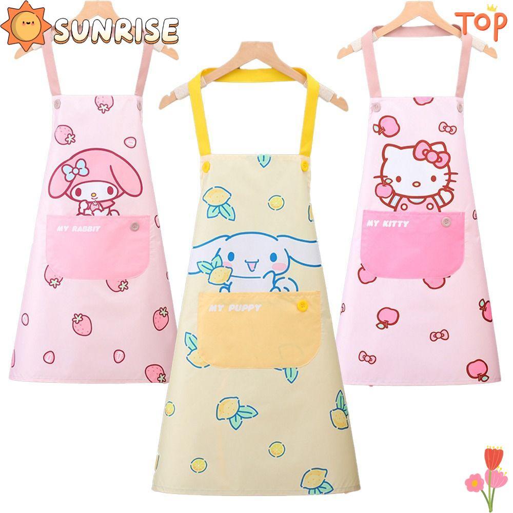 SUNRISE ผ้ากันเปื้อนผู้หญิง, การ์ตูนอะนิเมะเสื้อผ้าทํางานกันน้ํามัน, Kawaii น่ารัก Cinnamoroll กันน้