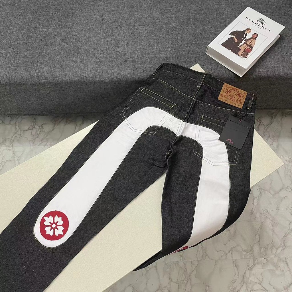 EVISU 2024Spring and Autumn New Trendy Brand Fushen Dabai M Embroidered Jeans Long Pants Same Style 