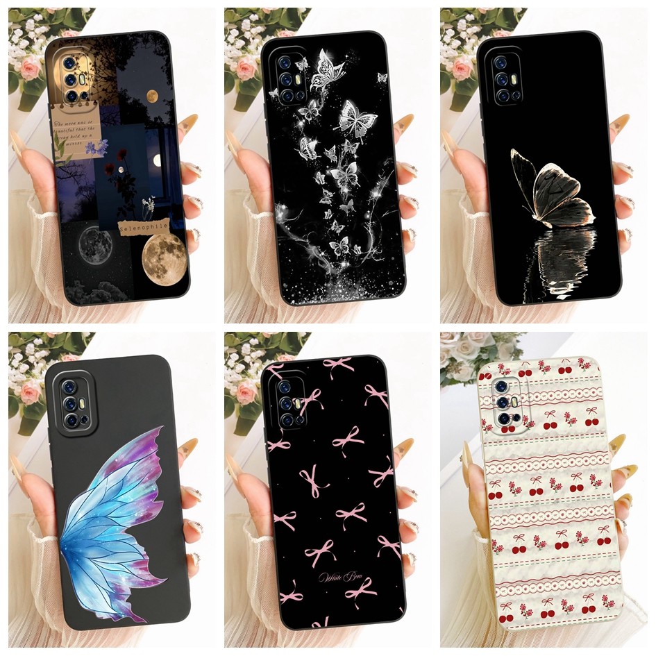 สําหรับ Vivo V17 กรณี 1919 ฝาครอบ Fashin ผีเสื้อเชอร์รี่ซิลิโคนนุ่มเคสโทรศัพท์สําหรับ Vivo V19 Neo V