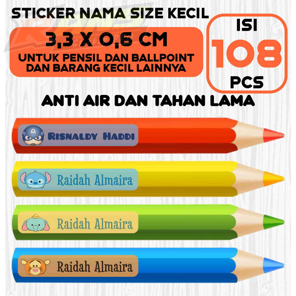 ที่กําหนดเองเด็กชื่อป้ายสติกเกอร์ขนาดเล็กเนื้อหา 108 ชิ้นกันน้ําสําหรับหนังสือดินสอขวดเครื่องดื่มให้