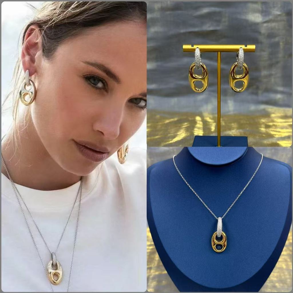 【1:1】APM Grain de Café สร้อยคอจี้ตัวอักษรทองสไตล์เกาหลีเรียบง่าย