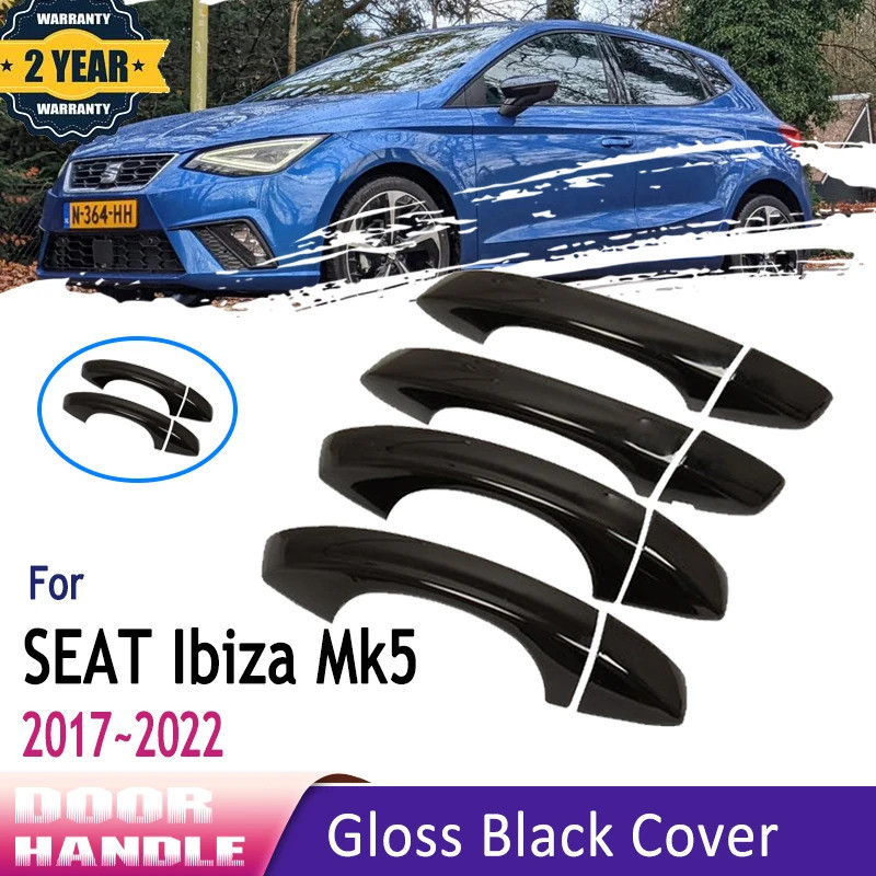 Styling For SEAT Ibiza Mk5 Accessories 2022 6F KJ1 2017 2018    Glossy Black Car Door Handle Sticker