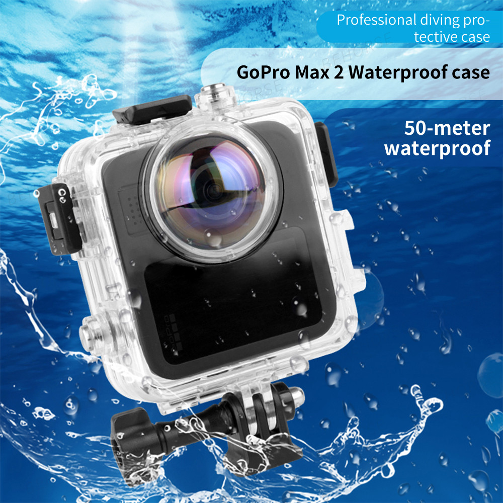 เคสกันน้ําสําหรับ Gopro MAX 2 ใต้น้ํา 50M ที่มองไม่เห็น Dive Shell ฝาครอบกันน้ําสําหรับ Gopro MAX 2 อุปกรณ์เสริมสําหรับกล้อง