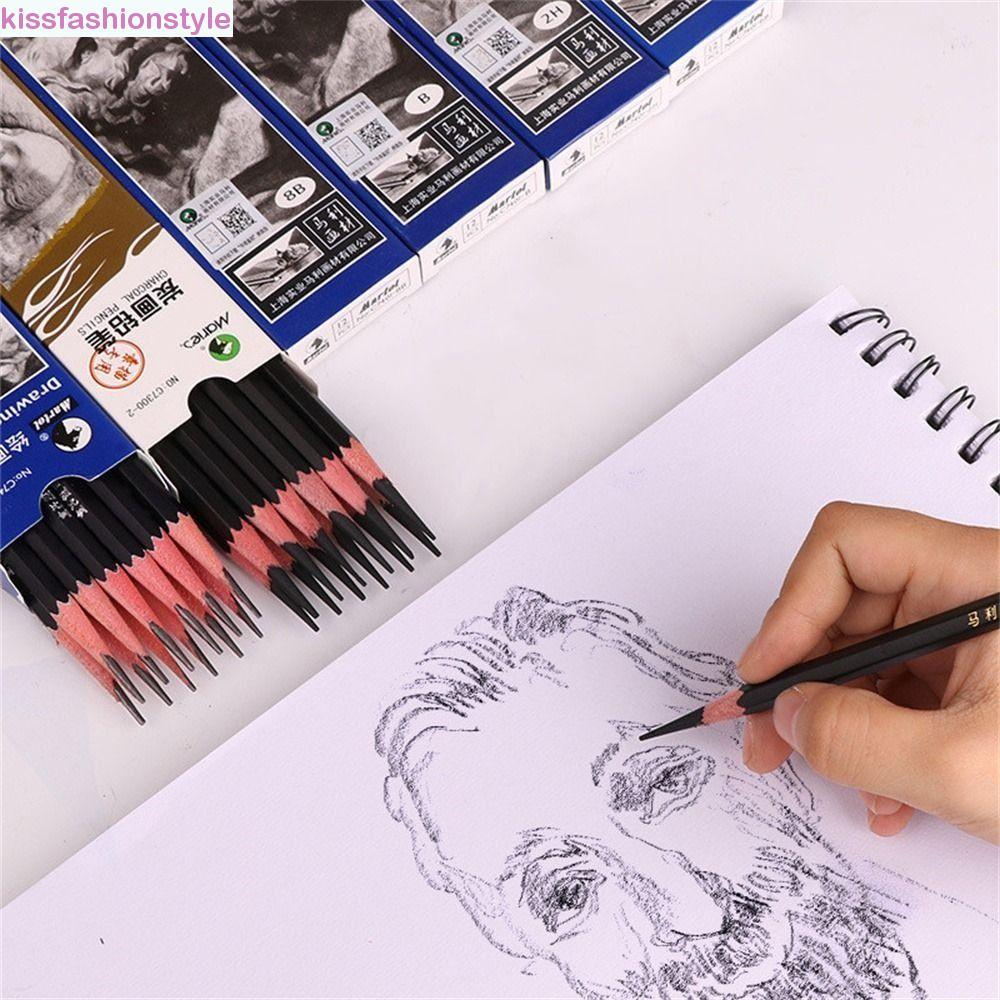 KISSFASHIONSTYLE 12 ชิ้น Sketch ดินสอ Art นักเรียน 12 ชิ้น/กล่อง Professional 7B 8B 10B ดินสอสีดําอุ