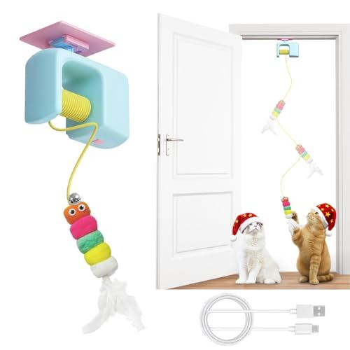 Cat Yo-Yo Retractable อัตโนมัติยก Teasing Stick ไฟฟ้าสมาร์ทแขวนประตูของเล่น Self-Happy บรรเทาความเบื่อมือ