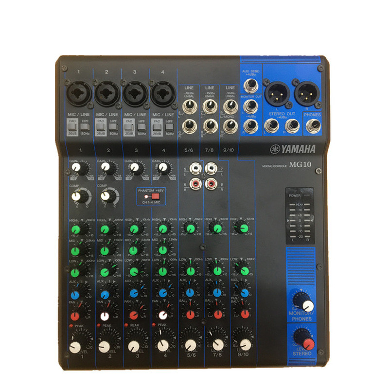 Ya Yamaha/Yamaha MG10XU 10-Channel with Effect Mixer การ์ดเสียงในตัวระดับบันทึกเครื่องโลหะ B