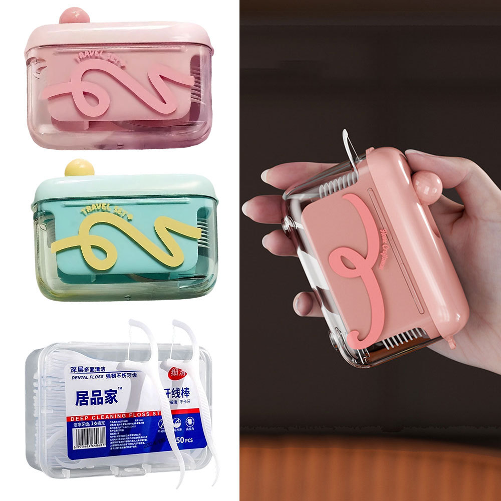กล่องเก็บไหมขัดฟัน สุขอนามัยในช่องปากอัตโนมัติ ทิ้ง Auto Pop Up ไม้จิ้มฟันทําความสะอาดสุขอนามัยรวม 10 ชิ้นไหมขัดฟัน Sticks