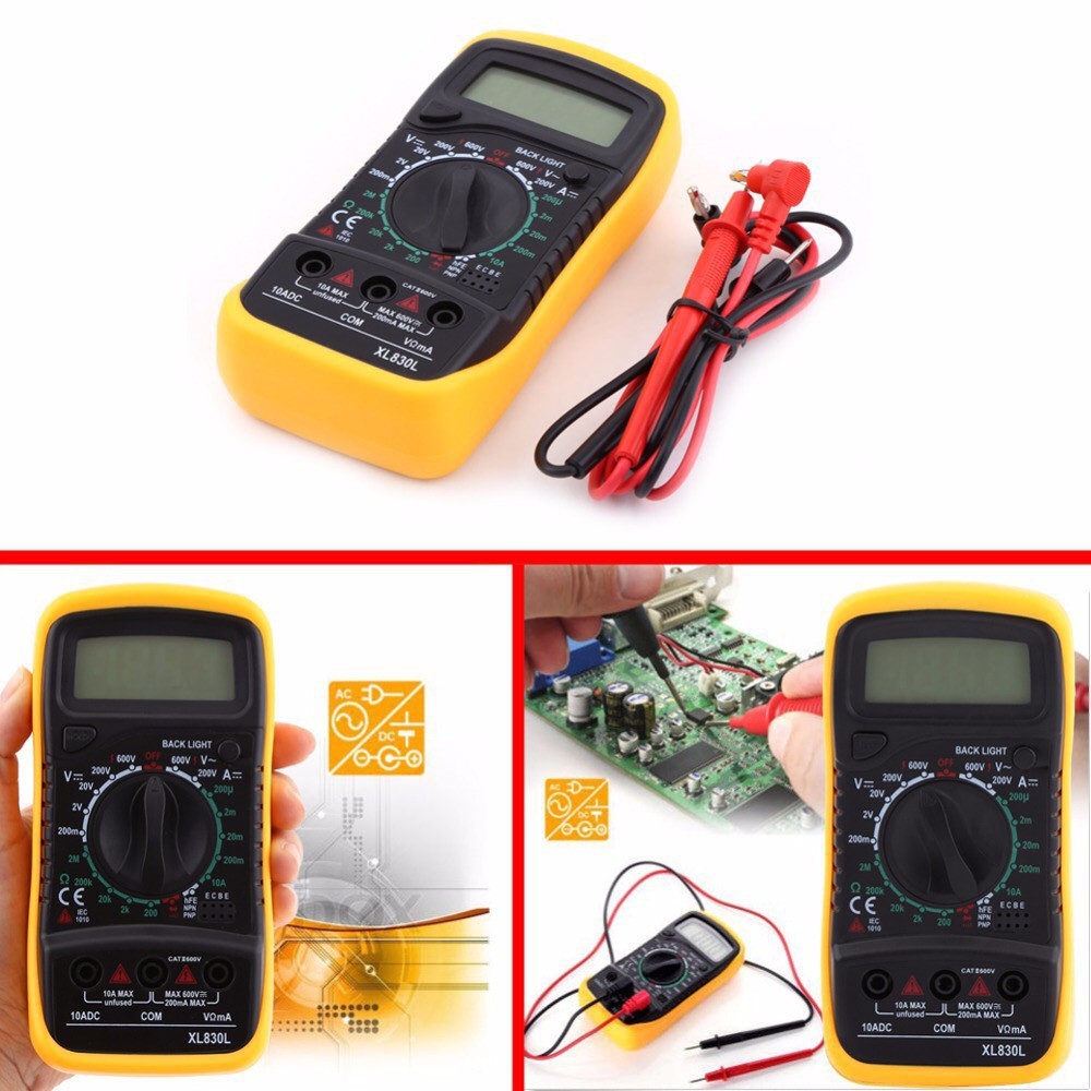 Digital LCD Multimeter XL830L เครื่องวัดแรงดันไฟ วัดกระแสไฟ วัดค่าความต้านทาน วัดทรานซิสเตอร์ ดิจิตอลมัลติมิเตอร์