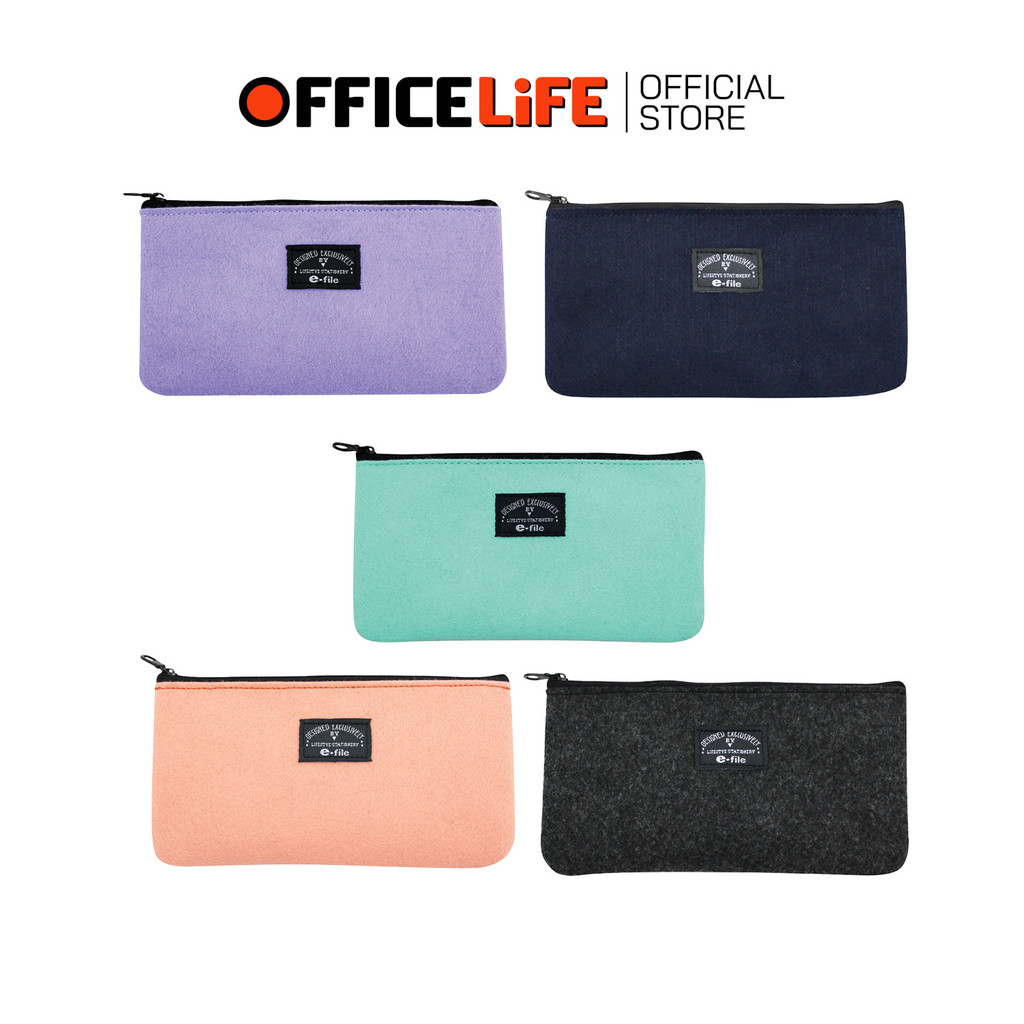 e-file (อี-ไฟล์) กระเป๋าคัลเลอร์แฟป รุ่น CPK51 Color Fab กระเป๋าดินสอ ผ้าโพลีเอสเตอร์ซับด้านใน สุ่มส