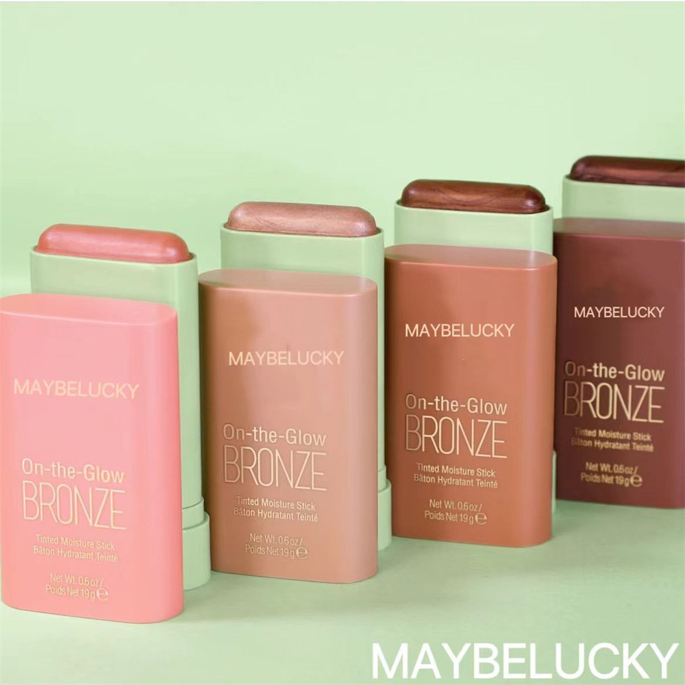 MAYBELUCKY บลัชออนสามสีเนื้อแมทแบบแท่งความอิ่มตัวต่ำแต่งหน้านู้ดธรรมชาติใช้งานได้หลากหลายบลัชออนรูจแข็ง - รูปที่ 6