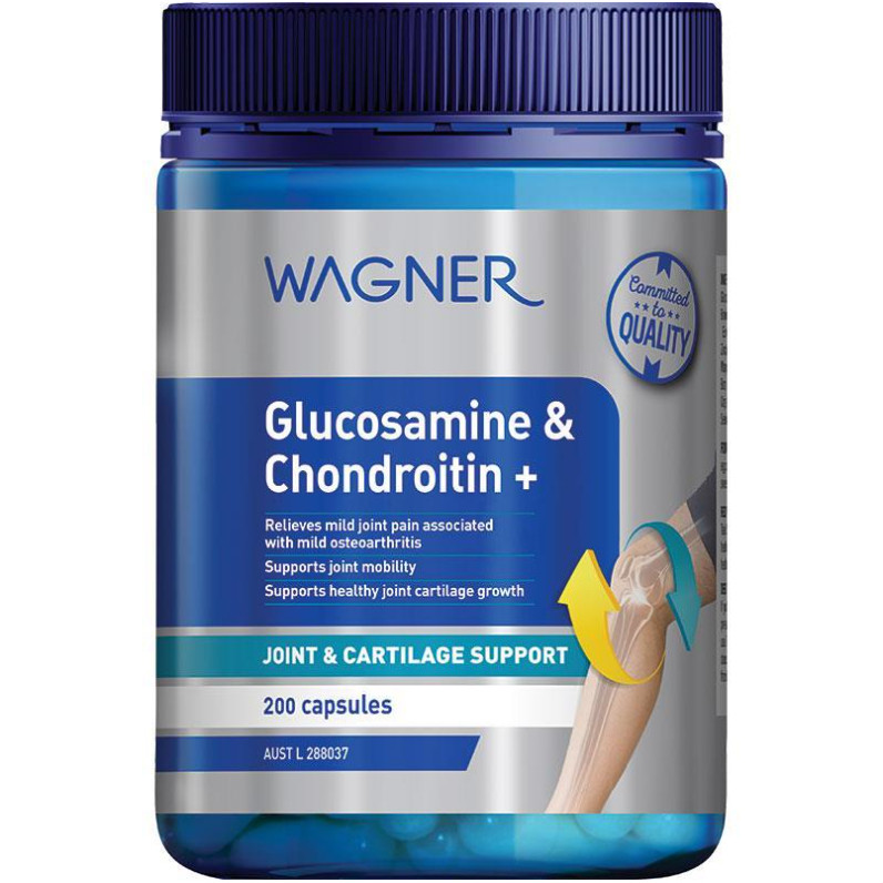 Wagner Glucosamine & Chondroitin + 200 Capsules สนับสนุนการเคลื่อนไหว รักษาความยืดหยุ่นของข้อต่อ