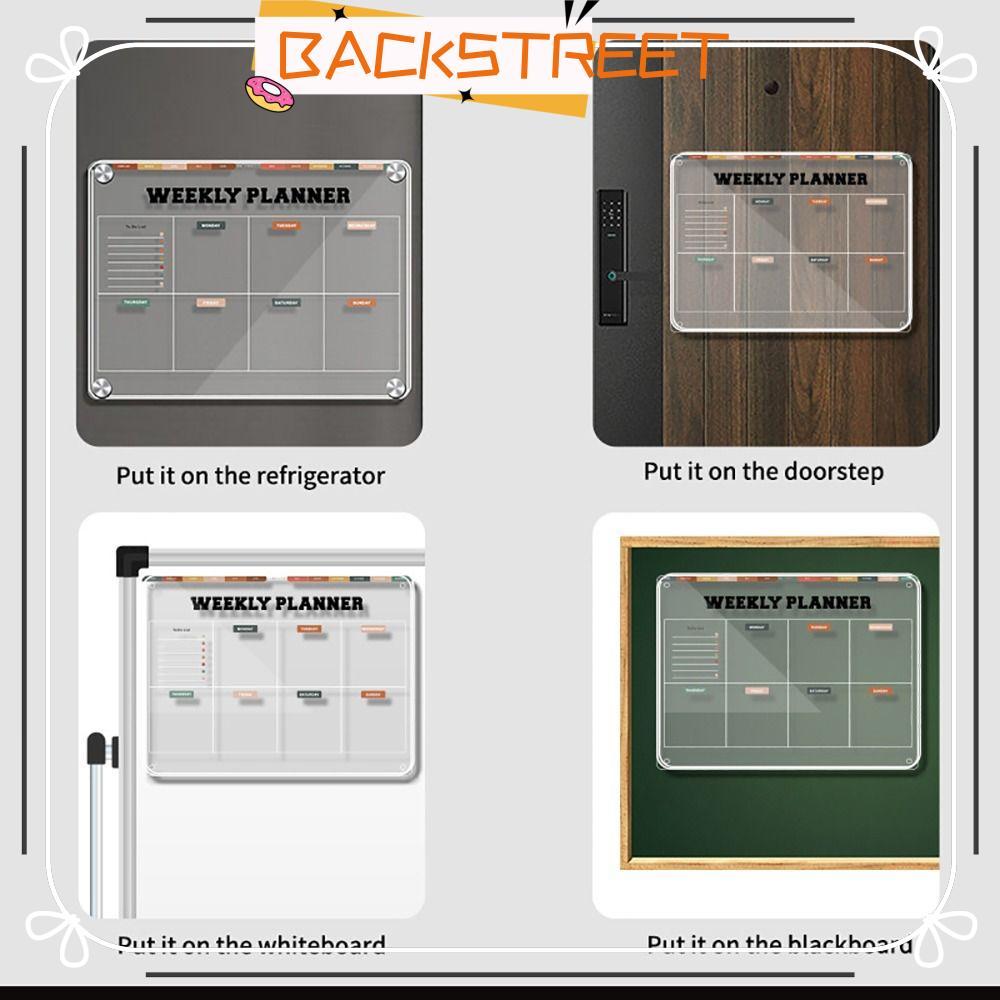 BACKSTREET Magnetic Acrylic Calendar, ทนทาน Easy Erase ตู้เย็นปฏิทิน, Universal Reusable Dry Erase B