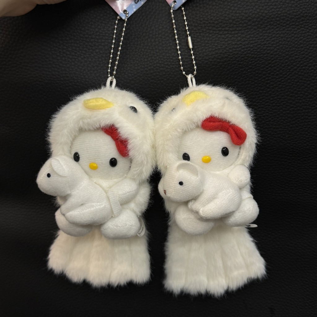 หางสีขาว Nine-Tailed Fox hellokitty กระเป๋าจี้ตุ๊กตาตุ๊กตาตุ๊กตา Hello Kitty พวงกุญแจจี้ yy2512.27