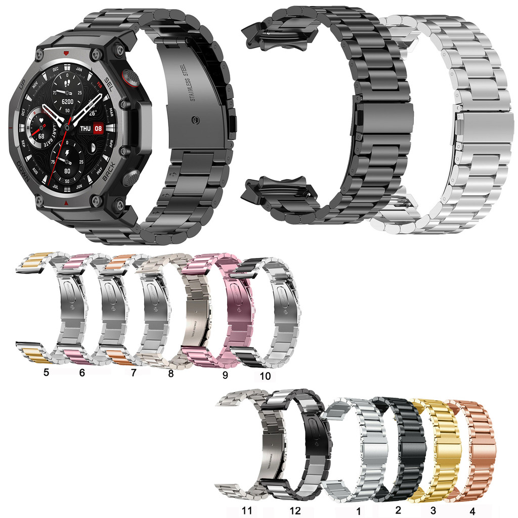สายรัดโลหะสแตนเลสสําหรับ Huami Amazfit T-Rex 3 2 /T-Rex3/T-Rex2