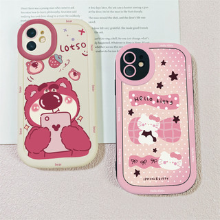 เคสไอโฟน 13 17 Air 11 สำหรับ IPhone 11 17 16 15 13 12 14 Pro Max XR Max เคส IPhone Strawberry Bear Kitten PFK085A