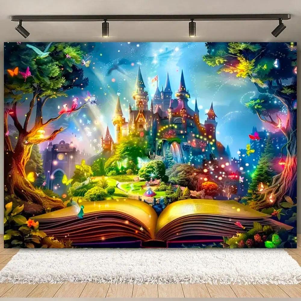 Fairy Tale Charming Forest การถ่ายภาพพื้นหลัง Wonderland Dream Jungle เห็ดวันเกิดเด็กพื้นหลังตกแต่ง Props