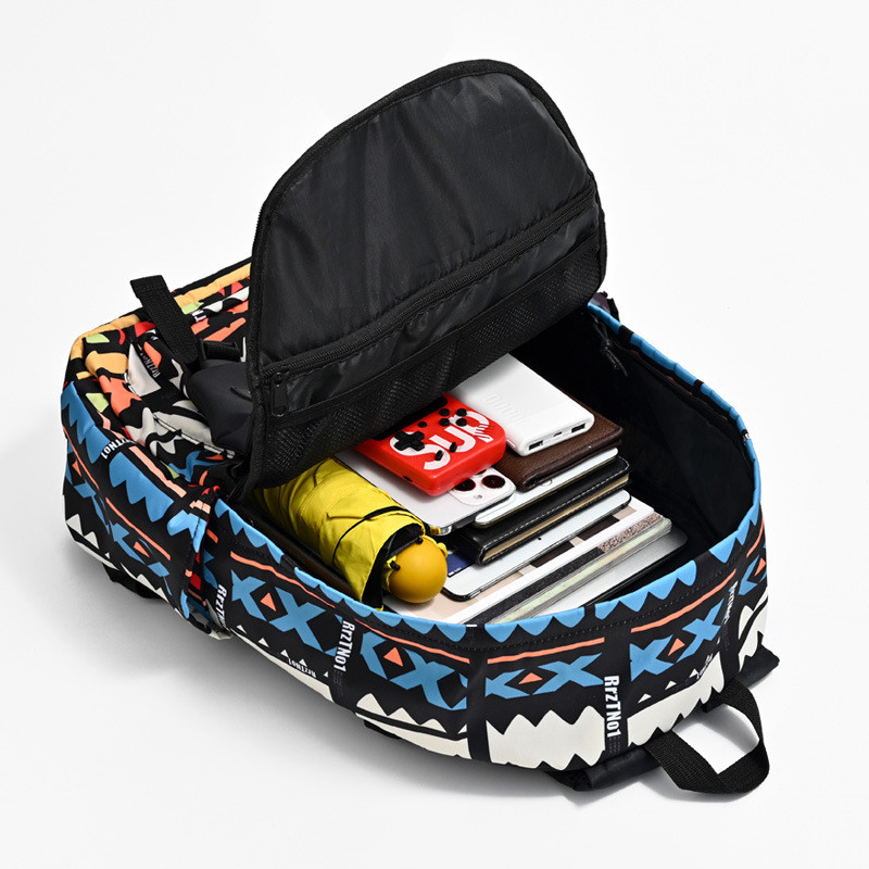 กระเป๋าเป้ลายกราฟฟิตี้ฮิปฮอปสตรีท | สำหรับผู้ชายและผู้หญิง ความจุใหญ่ ใส่แล็ปท็อปได้ - รูปที่ 5