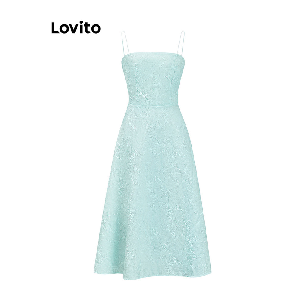 (สง่างาม) Lovito ชุดเดรสเนื้อผ้าสีพื้นแบบลําลองสําหรับผู้หญิง L70AD083 (หลากสี)