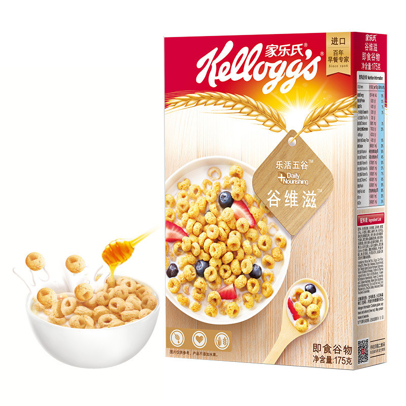 นําเข้า Kelloggs Kelloggs Grain Nourishing 175g อาหารเช้ามีคุณค่าทางโภชนาการ Grain ข้าวโอ๊ตมีคุณค่าท