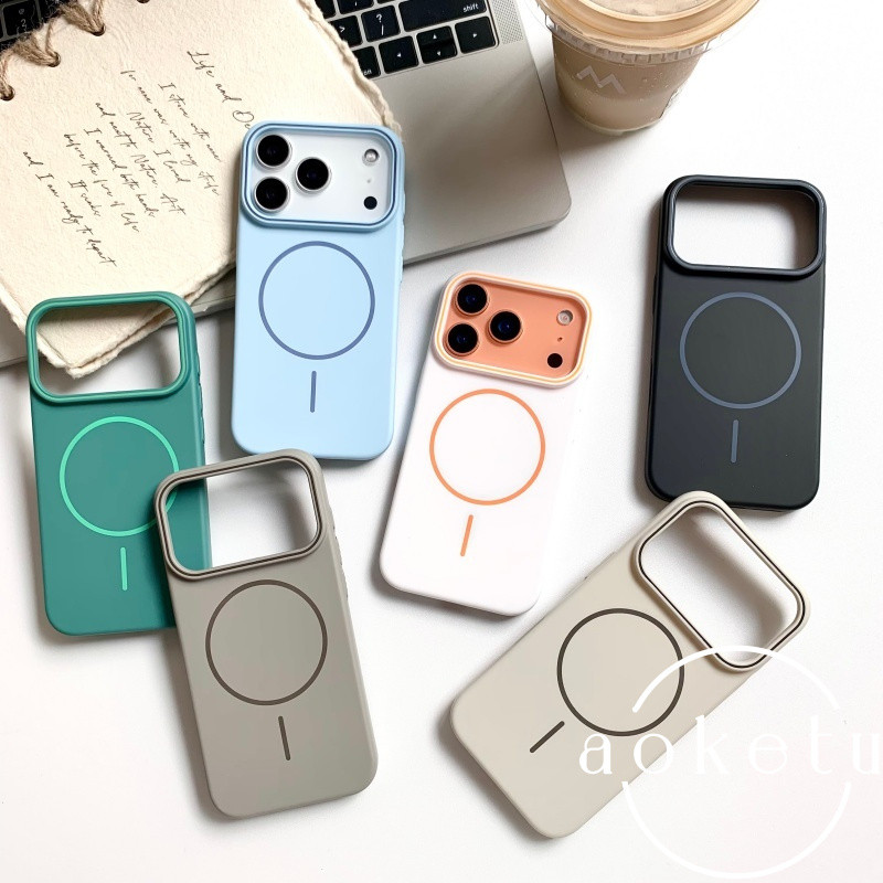 เหมาะสําหรับ ไอโฟน 17 โปรแม็กซ์ เคสโทรศัพท์เคลือบแม่เหล็กที่มีวงกลมละเอียดนุ่มและเรียบแอปเปิ้ล 16/15/14/13 ผิวรู้สึกบางเฉียบป้องกันการตกเคสพีซีสี - รูปที่ 5