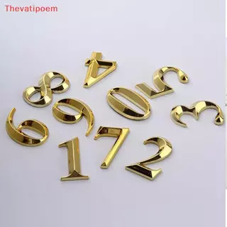 [Thevatipoem] 1 ชิ้นความสูง 5 ซม.Golden Home สติกเกอร์ที่อยู่ประตูป้ายทอง Modern House Number HOT