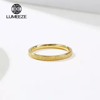LUMEZE แหวนอินเทรนด์สแตนเลสหรูหราแฟชั่นไทเทเนียม Rose Gold สี Frosted แหวนประณีตผู้หญิงผู้ชายเครื่องประดับของขวัญแต่งงานร้อน TS031 #