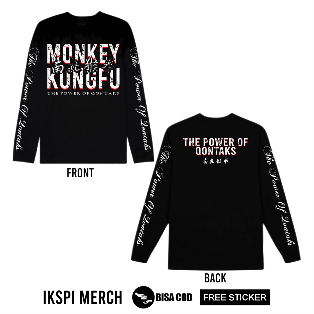IKSPI Monkey Kungfu พลังของ Qontaks Longsleeve เสื้อยืด DTF การพิมพ์หน้าจอการออกแบบล่าสุด EC4
