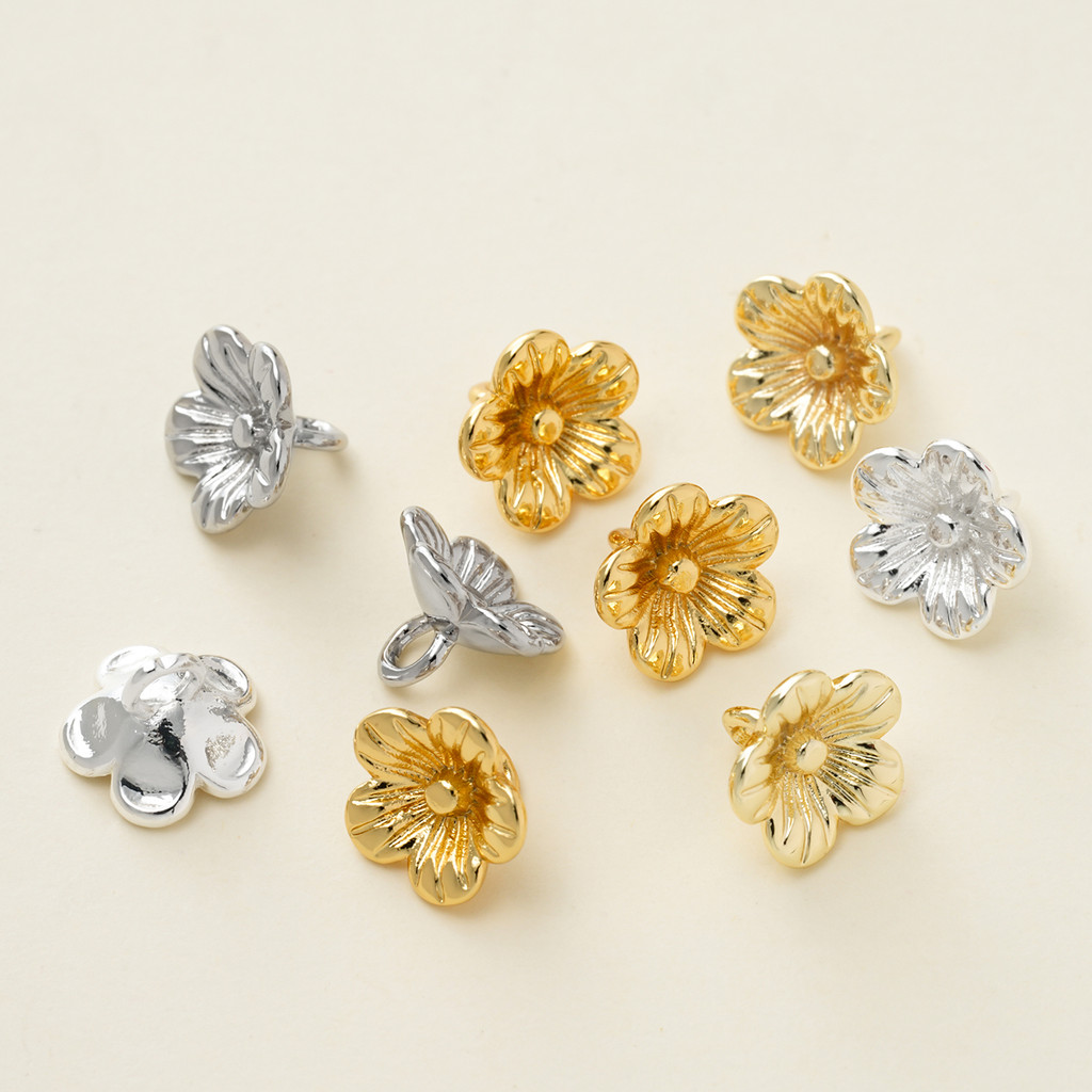 St.kunkka 2 ชิ้น ชุบทอง 18K แท้ จี้ดอกลิลลี่แห่งหุบเขา งานละเอียดมินิมอล สำหรับทำสร้อยคอไข่มุก ต่างหู DIY อะไหล่เครื่องประดับ - รูปที่ 3