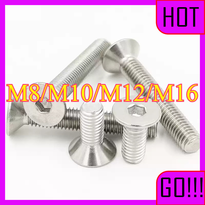สกรูหัวจมเตเปอร์ เกลียว /flat head hexagon socket machine screw  สแตนเลส 304   M8/M10/M12/M16 * L10-