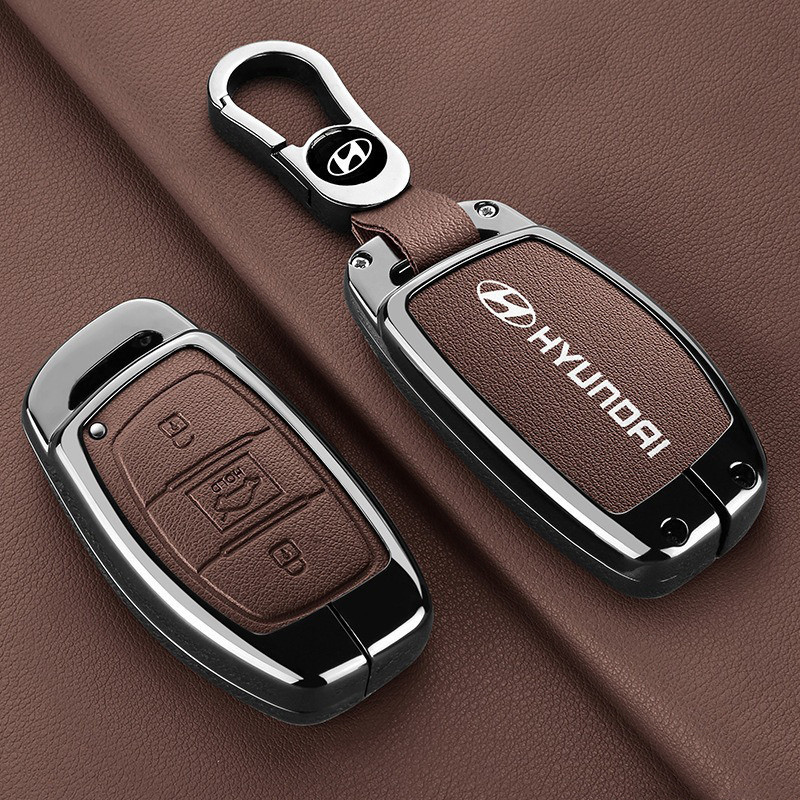 Hyundai i10 i20 active Creta Remote Car Key Cover Zinc Alloy Leather Car Key Cover Casing WZH0