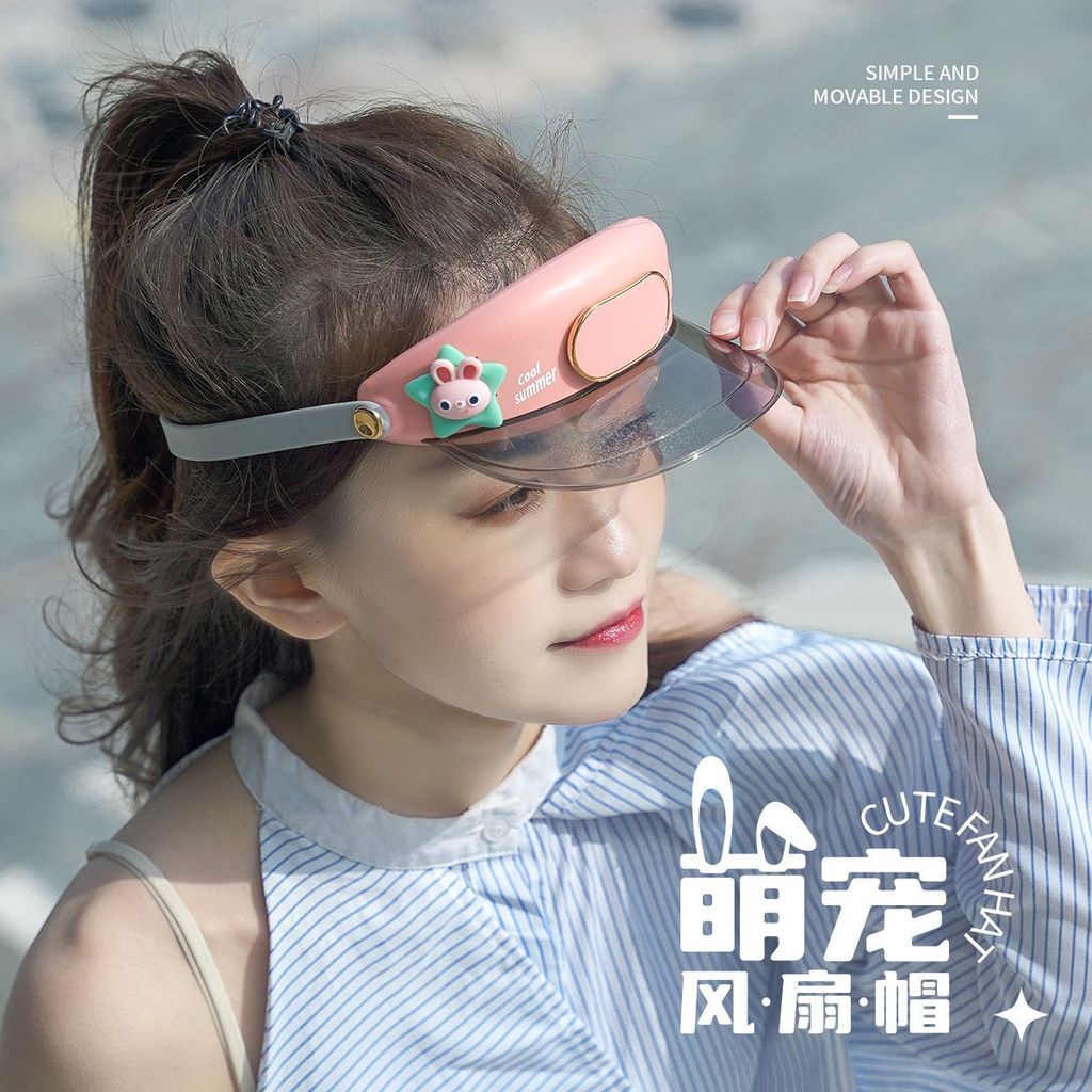 New Product#New Creative Cute Pet Fan Hat Outdoor Business Trip Travel Portable Cartoon Head-Mounted