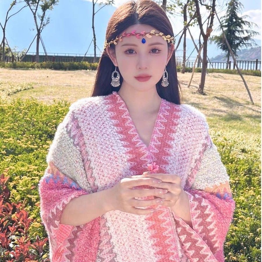 ผ้าคลุมไหล่ Lijiang ถักอย่างสวยงาม ในสไตล์ชาติพันธุ์ที่แปลกใหม่ มัลติฟังก์ชั่น