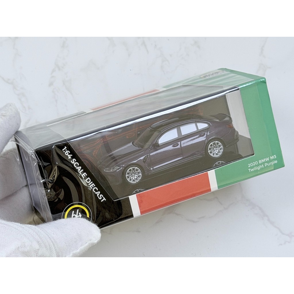 [ขาย] PARA64 1/64 BMW BMW M3 G80 Twilight สีม่วงรถรุ่น 1/64 Twilight สีม่วงโลหะผสมล้อมรอบอย่างเต็มที