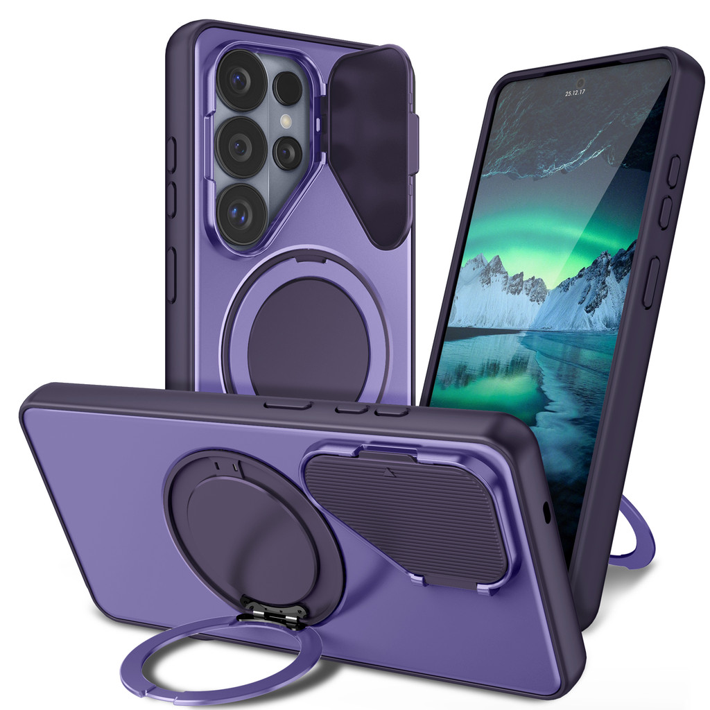 กล้องป้องกัน สําหรับ Samsung Galaxy S26 PLUS S25 S24 Ultra Case 360 ที่วางแหวนขาตั้ง Hard Matte กันกระแทกป้องกันอุปกรณ์เสริมแม่เหล็กฝาครอบที่เป็นมิตร