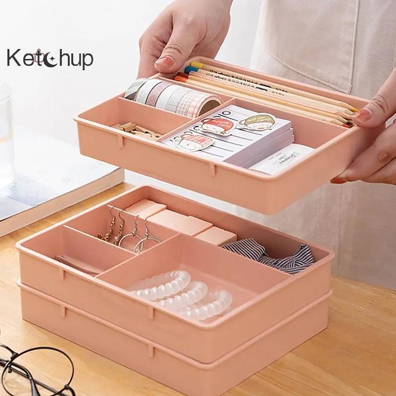 [Ktchup-t] โต๊ะลิ้นชัก Organizer Staable Multi-cell Desktop Storage Bin ถาดอเนกประสงค์ Divider คอนเทนเนอร์สําหรับสํานักงานในครัวเรือน Home Nice