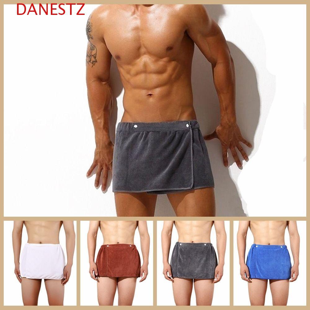 DANESTZ Men Wearable Bath Towel, Solid Color Long Shower Towel, Multi Size Wearable Short Towel Pant