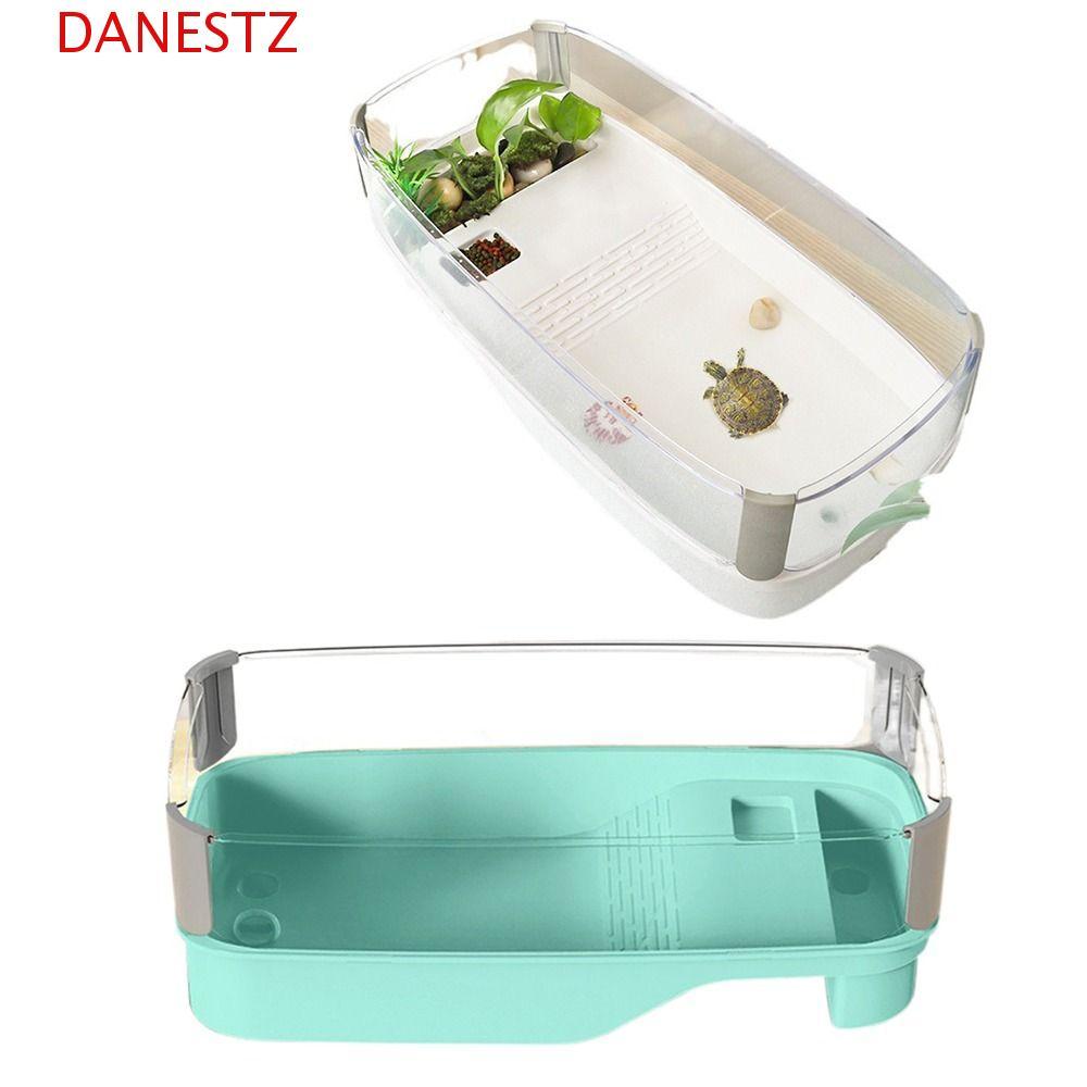 DANESTZ Turtle Tank, Bask Platform Bottom Drain Turtle House, Durable Multi-function Area High Fence